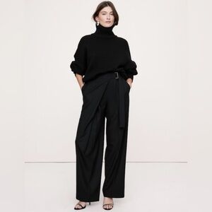 NWT Banana Republic High Rise Straight Crossover Flannel Black Pants Sz 0/P